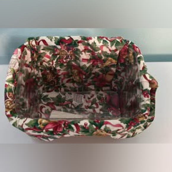Longaberger Recipe box with cloth Holiday Fabric liner and plastic insert liner - Picture 5 of 6